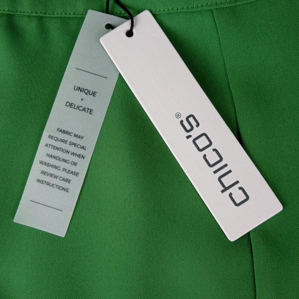 Chico's Wide Leg Crop Pants Kelly Green Eyelet Scallop Hem Sz 8 Preppy NWT $119 - Picture 8 of 14